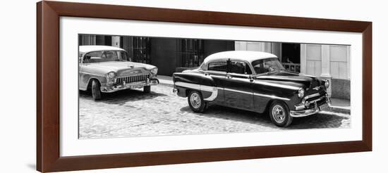 Cuba Fuerte Collection Panoramic BW - Cuban Taxis II-Philippe Hugonnard-Framed Photographic Print