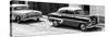 Cuba Fuerte Collection Panoramic BW - Cuban Taxis II-Philippe Hugonnard-Stretched Canvas