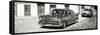 Cuba Fuerte Collection Panoramic BW - Cuban Taxis II-Philippe Hugonnard-Framed Stretched Canvas