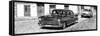 Cuba Fuerte Collection Panoramic BW - Cuban Taxis-Philippe Hugonnard-Framed Stretched Canvas