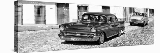 Cuba Fuerte Collection Panoramic BW - Cuban Taxis-Philippe Hugonnard-Stretched Canvas