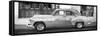 Cuba Fuerte Collection Panoramic BW - Havana Club and Classic Car-Philippe Hugonnard-Framed Stretched Canvas