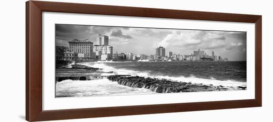 Cuba Fuerte Collection Panoramic BW - Malecon Wall of Havana-Philippe Hugonnard-Framed Photographic Print