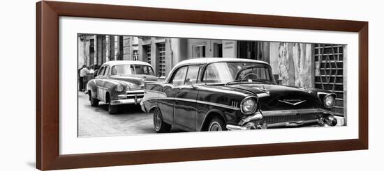 Cuba Fuerte Collection Panoramic BW - Old Cars Chevrolet-Philippe Hugonnard-Framed Photographic Print