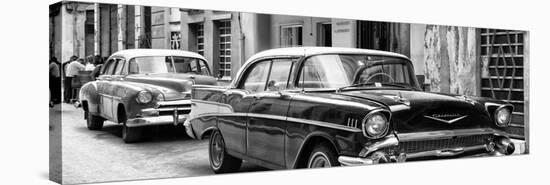 Cuba Fuerte Collection Panoramic BW - Old Cars Chevrolet-Philippe Hugonnard-Stretched Canvas
