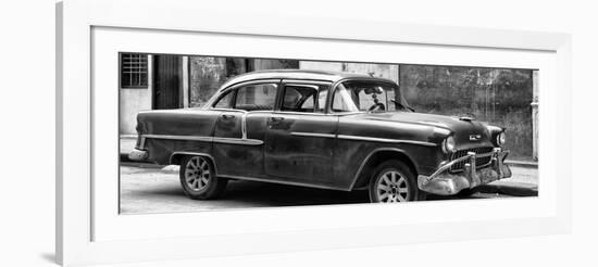 Cuba Fuerte Collection Panoramic BW - Old Chevy II-Philippe Hugonnard-Framed Photographic Print