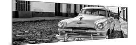 Cuba Fuerte Collection Panoramic BW - Plymouth Classic Car II-Philippe Hugonnard-Mounted Photographic Print