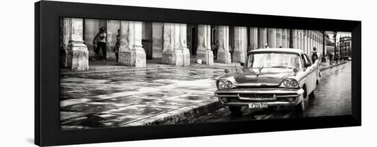 Cuba Fuerte Collection Panoramic BW - Taxi of Havana-Philippe Hugonnard-Framed Photographic Print