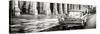 Cuba Fuerte Collection Panoramic BW - Taxi of Havana-Philippe Hugonnard-Stretched Canvas