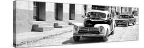 Cuba Fuerte Collection Panoramic BW - Taxis in Trinidad II-Philippe Hugonnard-Stretched Canvas