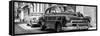 Cuba Fuerte Collection Panoramic BW - Two Chevrolet Cars II-Philippe Hugonnard-Framed Stretched Canvas