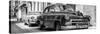 Cuba Fuerte Collection Panoramic BW - Two Chevrolet Cars II-Philippe Hugonnard-Stretched Canvas