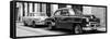 Cuba Fuerte Collection Panoramic BW - Two Classic Cars-Philippe Hugonnard-Framed Stretched Canvas