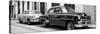 Cuba Fuerte Collection Panoramic BW - Two Classic Cars-Philippe Hugonnard-Stretched Canvas