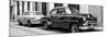 Cuba Fuerte Collection Panoramic BW - Two Classic Cars-Philippe Hugonnard-Mounted Photographic Print