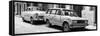 Cuba Fuerte Collection Panoramic BW - Two Old Cars in Havana-Philippe Hugonnard-Framed Stretched Canvas