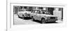 Cuba Fuerte Collection Panoramic BW - Two Old Cars in Havana-Philippe Hugonnard-Framed Photographic Print