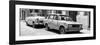 Cuba Fuerte Collection Panoramic BW - Two Old Cars in Havana-Philippe Hugonnard-Framed Photographic Print