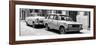 Cuba Fuerte Collection Panoramic BW - Two Old Cars in Havana-Philippe Hugonnard-Framed Photographic Print