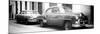 Cuba Fuerte Collection Panoramic BW - Two Old Classic Cars-Philippe Hugonnard-Mounted Photographic Print