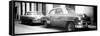 Cuba Fuerte Collection Panoramic BW - Two Old Classic Cars-Philippe Hugonnard-Framed Stretched Canvas