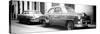 Cuba Fuerte Collection Panoramic BW - Two Old Classic Cars-Philippe Hugonnard-Stretched Canvas