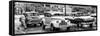 Cuba Fuerte Collection Panoramic BW - Vintage American Car Taxi of Havana II-Philippe Hugonnard-Framed Stretched Canvas