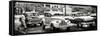 Cuba Fuerte Collection Panoramic BW - Vintage American Car Taxi of Havana-Philippe Hugonnard-Framed Stretched Canvas