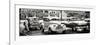 Cuba Fuerte Collection Panoramic BW - Vintage American Car Taxi of Havana-Philippe Hugonnard-Framed Photographic Print