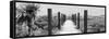 Cuba Fuerte Collection Panoramic BW - Wooden Jetty on the Beach-Philippe Hugonnard-Framed Stretched Canvas