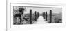 Cuba Fuerte Collection Panoramic BW - Wooden Jetty on the Beach-Philippe Hugonnard-Framed Photographic Print