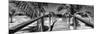 Cuba Fuerte Collection Panoramic BW - Wooden Jetty on the Beach-Philippe Hugonnard-Mounted Photographic Print