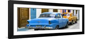 Cuba Fuerte Collection Panoramic - Classic American Cars - Blue & Orange-Philippe Hugonnard-Framed Photographic Print