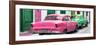 Cuba Fuerte Collection Panoramic - Classic American Cars - Pink & Green-Philippe Hugonnard-Framed Photographic Print