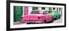 Cuba Fuerte Collection Panoramic - Classic American Cars - Pink & Green-Philippe Hugonnard-Framed Photographic Print