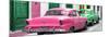 Cuba Fuerte Collection Panoramic - Classic American Cars - Pink & Green-Philippe Hugonnard-Mounted Premium Photographic Print