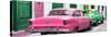 Cuba Fuerte Collection Panoramic - Classic American Cars - Pink & Green-Philippe Hugonnard-Stretched Canvas