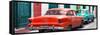 Cuba Fuerte Collection Panoramic - Classic American Cars - Red & Turquoise-Philippe Hugonnard-Framed Stretched Canvas