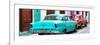 Cuba Fuerte Collection Panoramic - Classic American Cars - Turquoise & Red-Philippe Hugonnard-Framed Photographic Print