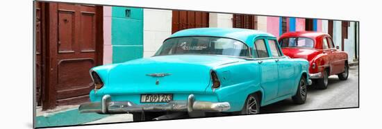 Cuba Fuerte Collection Panoramic - Classic American Cars - Turquoise & Red-Philippe Hugonnard-Mounted Photographic Print