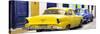 Cuba Fuerte Collection Panoramic - Classic American Cars - Yellow & Blue-Philippe Hugonnard-Stretched Canvas