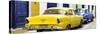 Cuba Fuerte Collection Panoramic - Classic American Cars - Yellow & Blue-Philippe Hugonnard-Stretched Canvas