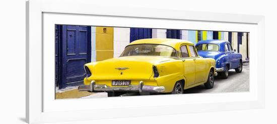 Cuba Fuerte Collection Panoramic - Classic American Cars - Yellow & Blue-Philippe Hugonnard-Framed Photographic Print