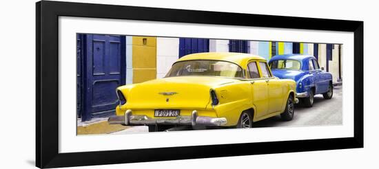 Cuba Fuerte Collection Panoramic - Classic American Cars - Yellow & Blue-Philippe Hugonnard-Framed Photographic Print