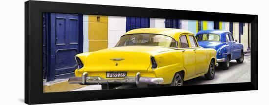 Cuba Fuerte Collection Panoramic - Classic American Cars - Yellow & Blue-Philippe Hugonnard-Framed Photographic Print