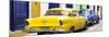 Cuba Fuerte Collection Panoramic - Classic American Cars - Yellow & Blue-Philippe Hugonnard-Mounted Photographic Print