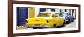 Cuba Fuerte Collection Panoramic - Classic American Cars - Yellow & Blue-Philippe Hugonnard-Framed Photographic Print