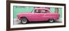 Cuba Fuerte Collection Panoramic - Classic American Pink Car in Havana-Philippe Hugonnard-Framed Premium Photographic Print