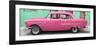 Cuba Fuerte Collection Panoramic - Classic American Pink Car in Havana-Philippe Hugonnard-Framed Premium Photographic Print