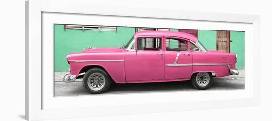 Cuba Fuerte Collection Panoramic - Classic American Pink Car in Havana-Philippe Hugonnard-Framed Photographic Print